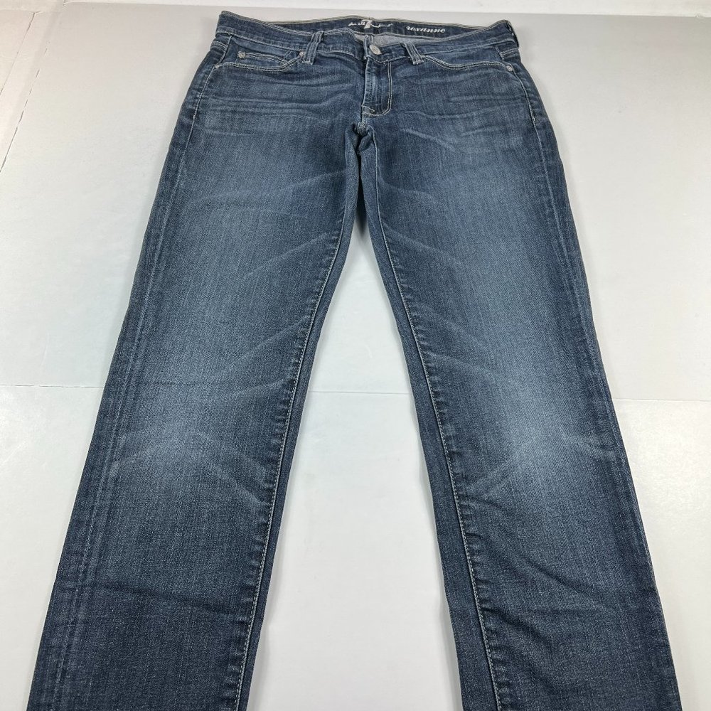 7 For All Mankind Jean Womens 28 Roxanne Skinny Blue Faded Whisker Stretch Denim